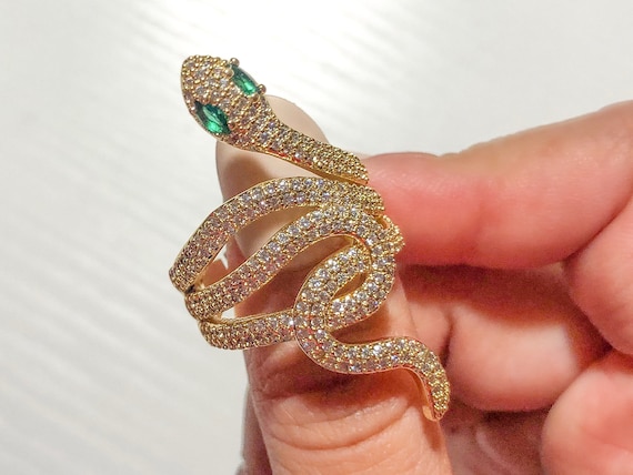 Adjustable 18k Gold Plated Snake Ring - Etsy Canada