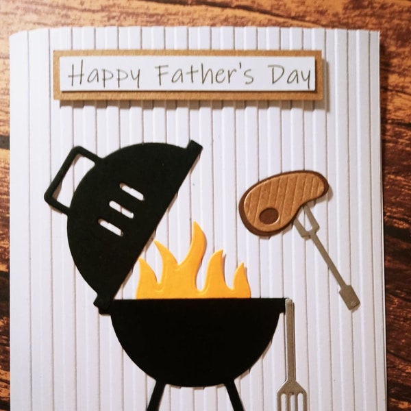 Happy Father's Day Grilling Card Hand Made Embossed One Of A Kinda Greeting Card Die Cut Card OOAK Card Father's Day Pop Pop Card Pepa Card