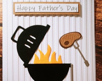 Happy Father's Day Grilling Card Hand Made Embossed One Of A Kinda Greeting Card Die Cut Card OOAK Card Father's Day Pop Pop Card Pepa Card