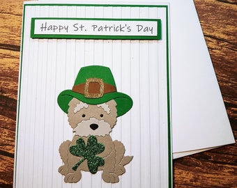 Happy St. Patrick's Day Card OOAK Greeting Card Four Leaf Clover Card Blank Hand Made Card One of a kind card Die Cut Greeting Card