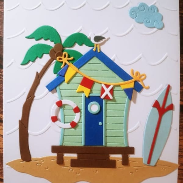 All Occasion One of a Kind Beach Themed Greeting Card Tropical Card Happy Birthday Thinking of You Vacation Card OOAK Hand Made Card