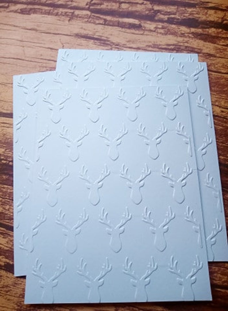 Embossed Deer Cards 5 White Hand Made Cards Father's Day Cards, Christmas Cards, Birthday Cards All Occasion Cards image 6