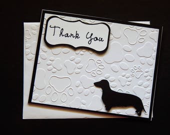 Dachshund Thank You Card Greeting Card Dog Card Thank You Pet Card Embossed Dog Card Pet Cards Pet Sitting Thank You Card Animal Card