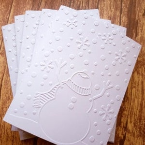 5 Embossed Snowman Cards Holiday Cards Christmas Cards Handmade Greeting Cards Blank Note Card Set Merry Christmas Cards Holiday Card Set