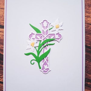 Spring Cross Greeting Card OOAK Card Hand Made Die Cut Card Easter Card Religious Card Thinking of You Card Baptism Card Wedding Card