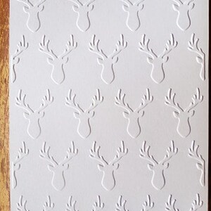 Embossed Deer Cards 5 White Hand Made Cards Father's Day Cards, Christmas Cards, Birthday Cards All Occasion Cards image 3