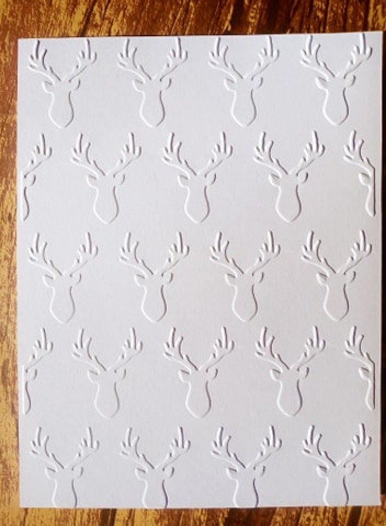 Embossed Deer Cards 5 White Hand Made Cards Father's Day Cards, Christmas Cards, Birthday Cards All Occasion Cards image 3