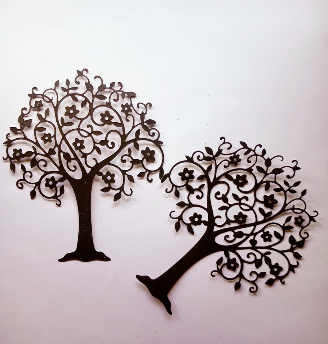 2 Die Cut Spring Trees Flower Trees Large Die Cut Tree Scrap Book Die