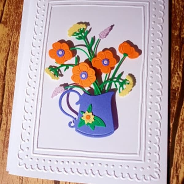 Garden bouquet embossed greeting card Mother's Day card Happy Birthday Card Thinking of You card All occasion blank card handmade card