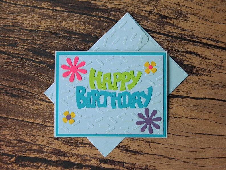 Happy Birthday Die Cut Card Blank Greeting Card Note Card Etsy