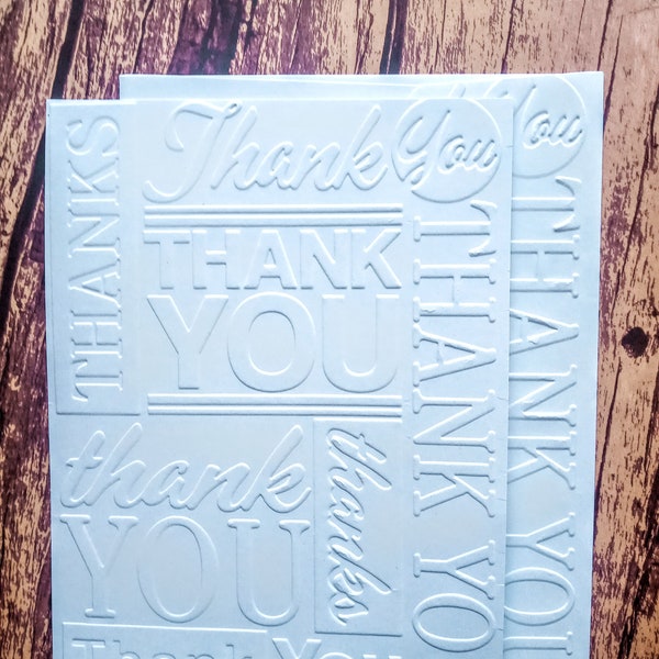 Embossed Thank You Cards 5 Blank White Card Set Hand made cards Hand embossed cards