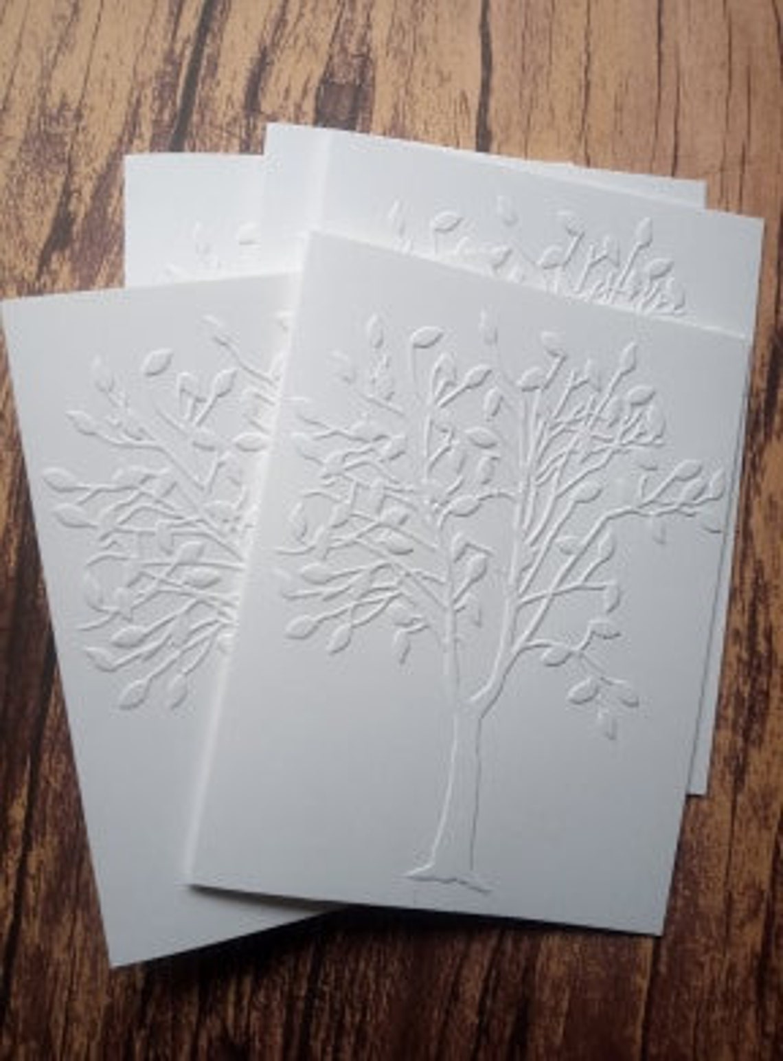 5 Embossed Tree Cards Handmade Card Set Birthday Cards Etsy