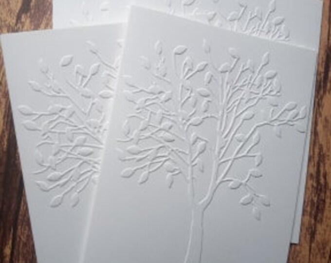 5 Embossed Tree Cards Handmade Card Set Birthday Cards Etsy