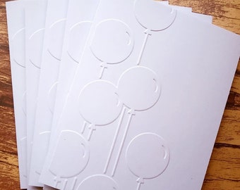 5 Embossed Balloon Cards Happy Birthday Cards Let's Celebrate Cards Hand Made Cards Blank Greeting Cards Embossed White Cards Birthday Cards