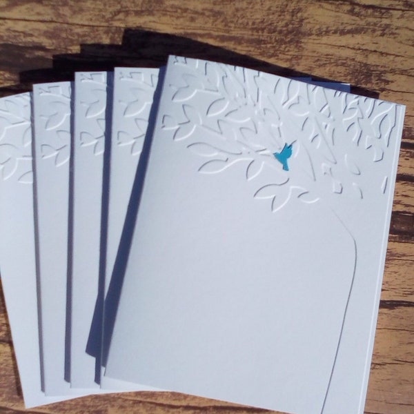 Blue bird in a tree cards 5 embossed blank note cards greeting cards blue bird cards nature cards