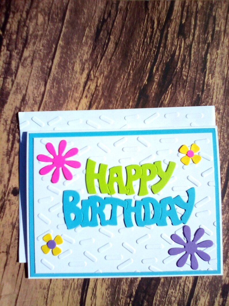 Happy Birthday Die Cut Card Blank Greeting Card Note Card Etsy
