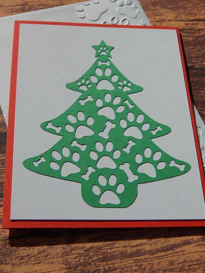 Paw Print Christmas Tree Holiday Pet Card Greeting Card Blank Etsy