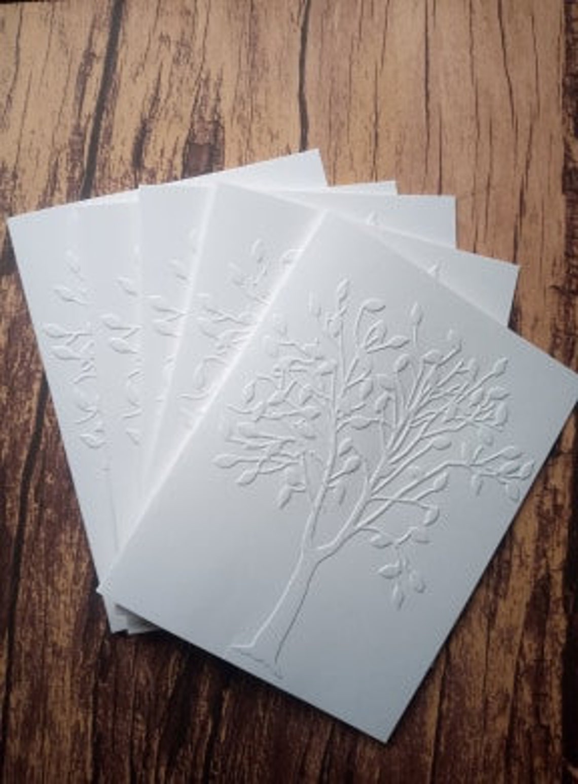 5 Embossed Tree Cards Handmade Card Set Birthday Cards Etsy