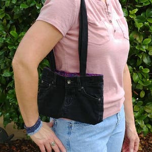 Shoulder bag denim, jeans handbag, purse handmade, tote bag, denim purse black, jean recycled, denim handbag, handmade denim bag, ooak   D23