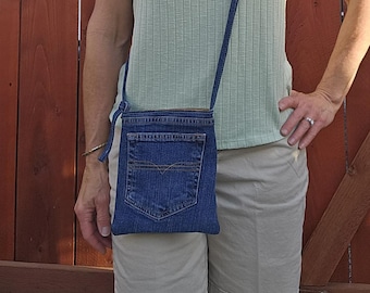 Bolso bandolera de mezclilla, bolso tote de mezclilla, estuche para celular, monedero de mezclilla, bolso de viaje azul, monedero bandolera pequeño, bolso de mercado de mezclilla reciclada D234