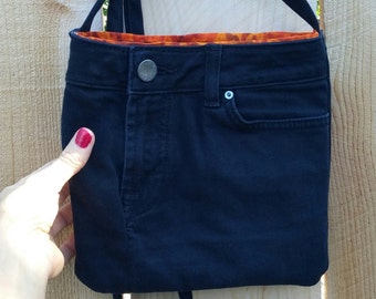 Crossbody jeans bag, purse black denim, cell phone pouch, denim handbag, upcycled denim, shoulder bag black, tote bag denim, gift for her 26