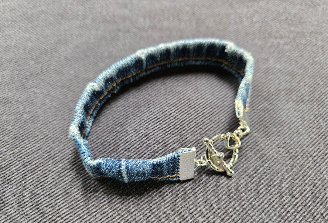 Recycled Denim Beaded Bracelet - Crafts by Amanda