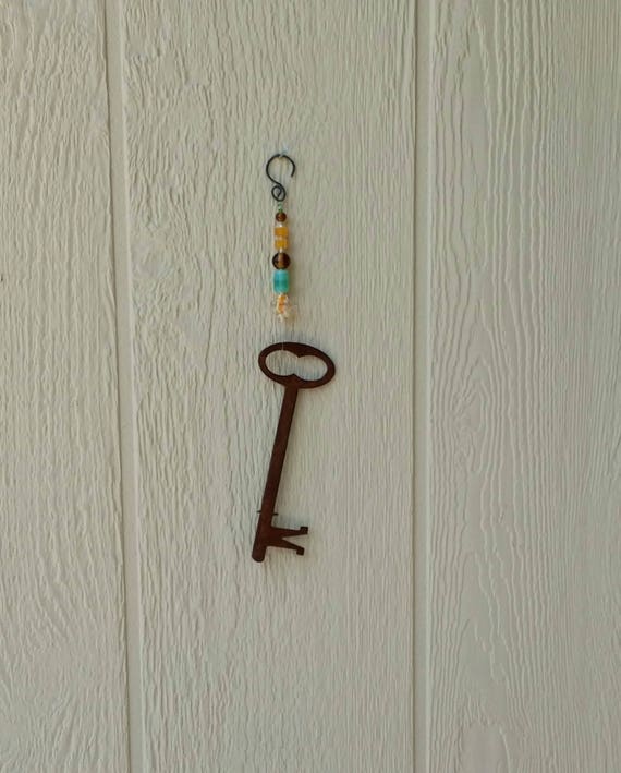 Key metal art metal yard art skeleton key beads sun