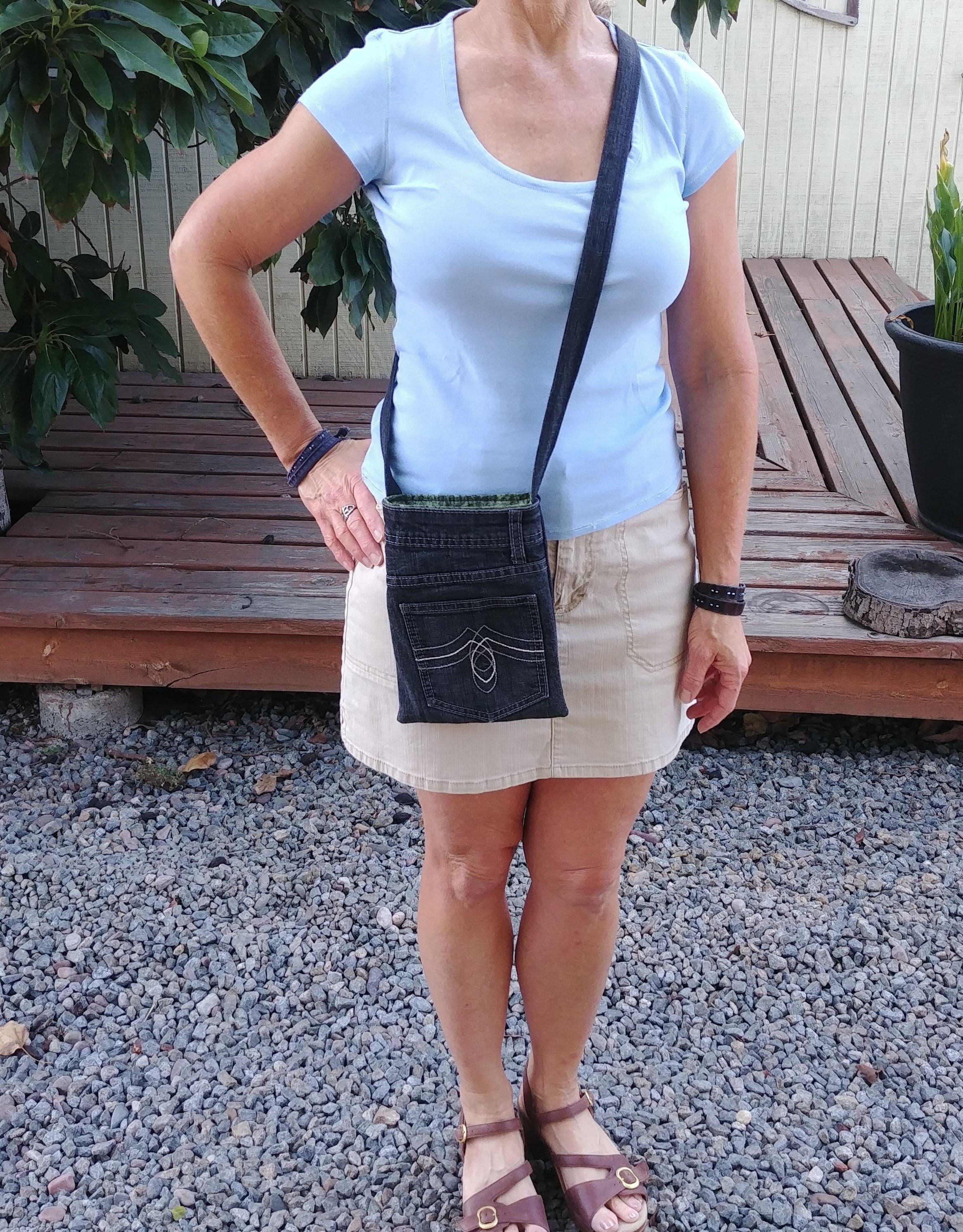 Black Messenger Bag Jeans Purse 
