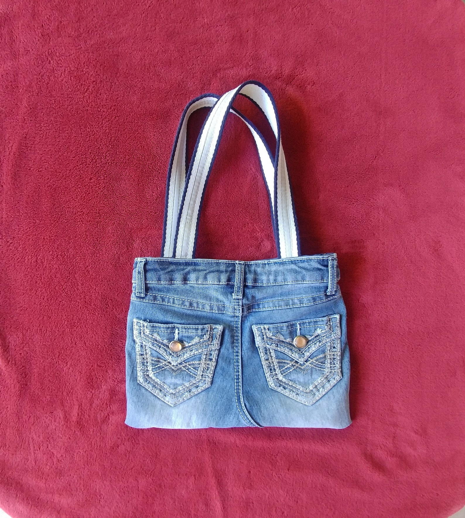 Denim Purse Upcycled Jeans Handbag Denim Hobo Bag Shoulder Etsy