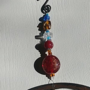 Metal sun art, metal yard art, sun catcher beads, garden decor gift, spiritual wall hanging, metal hanging art, southwest metal art gift M61 image 5