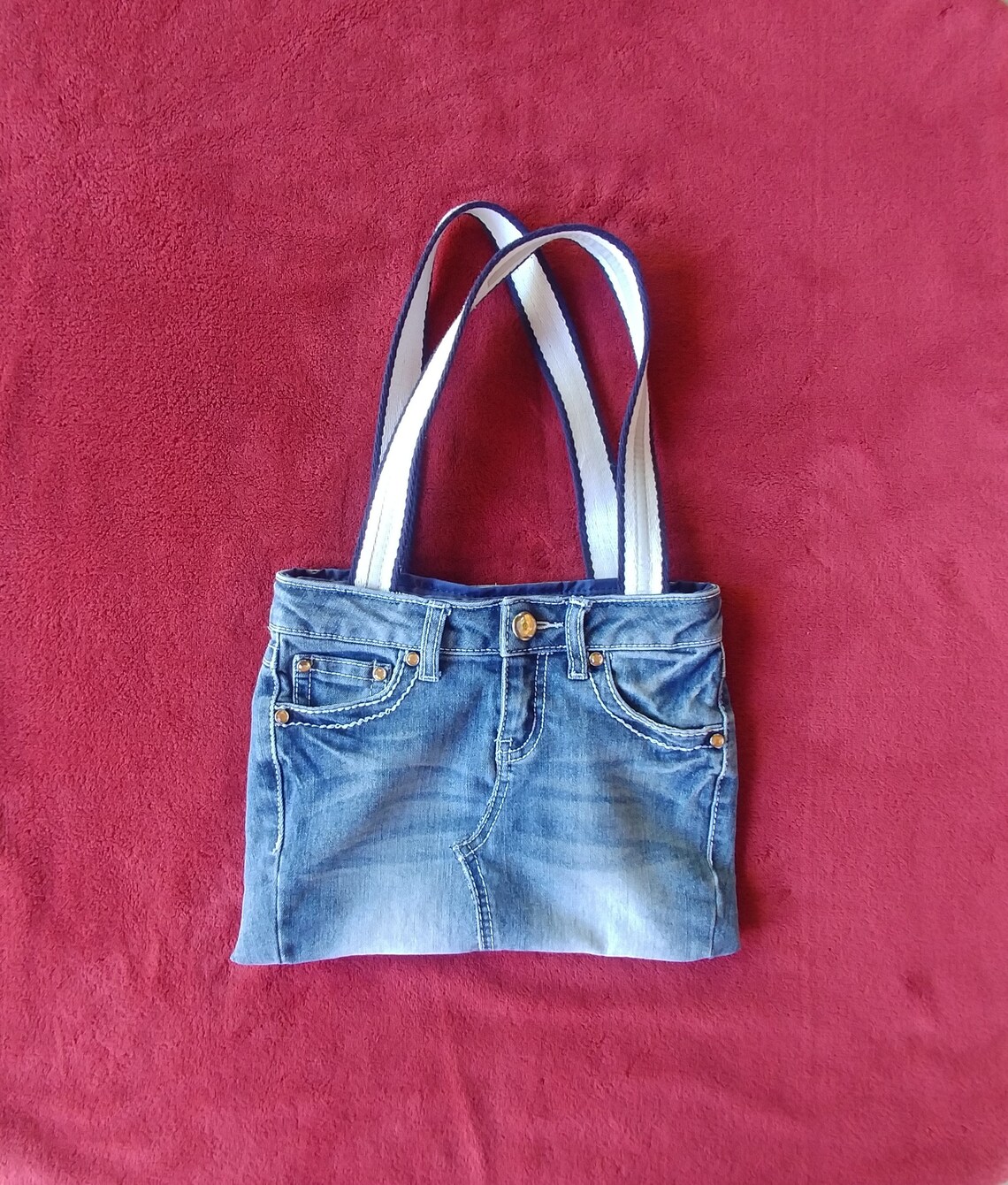 Denim Purse Upcycled Jeans Handbag Denim Hobo Bag Shoulder Etsy