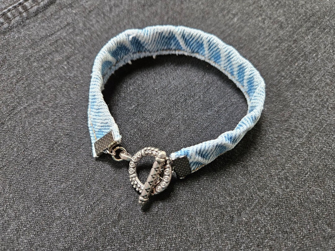 Denim Bracelet Bracelet Jeans Blue Denim Upcycled Jeans Etsy