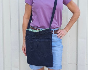 Tote bag, messenger bag, bag jeans, travel bag, laptop bag denim, travel bag denim, black jeans bag, shoulder bag, large crossbody bag D45