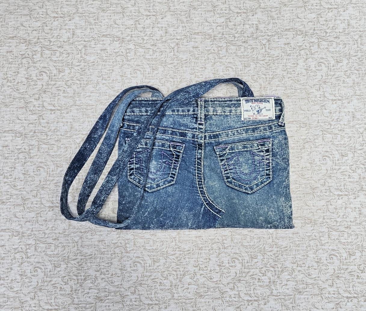 Purse True Religion Blue Jeans, Denim Handbag, Shoulder Bag Jeans 