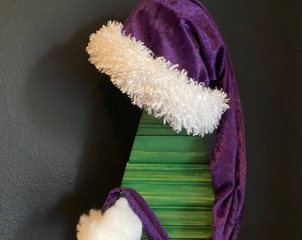 Purple Santa Hat With White Fur Trim Novelty Santa Claus Hat