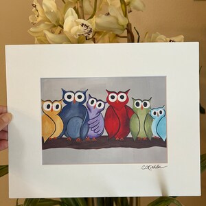 Owl Family art print 5”x7”