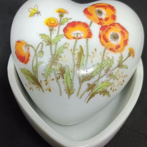 Vintage Heart Shaped Porcelain Trinket Box