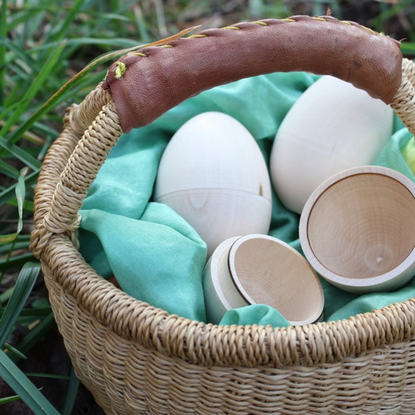 6 DIY Hollow Wooden Eggs - half dozen - 3.80 each