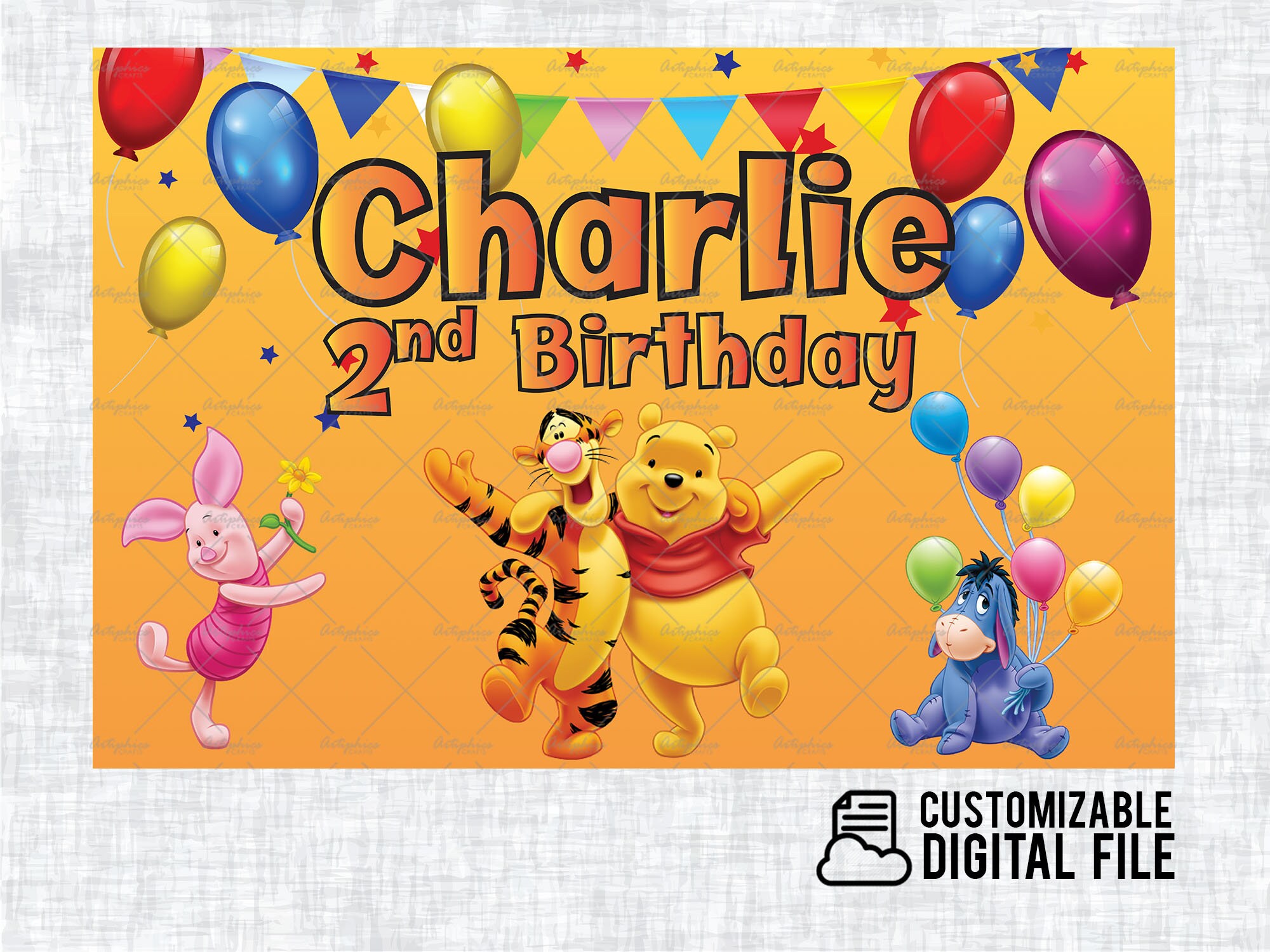 Winnie The Pooh Birthday Banner The Pooh Birthday Decoration Etsy