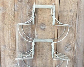 Vintage Pagoda Iron Metal Plant Shelf Storage Chinoiserie Asian
