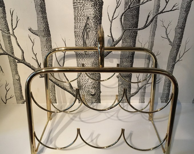 Vintage Gold Metal Wine Rack Minimalist Etsy