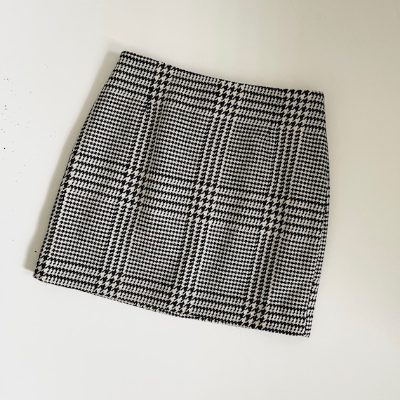 NWT H M Black and White Houndstooth Plaid Wool Mini Skirt Size 8 Etsy UK