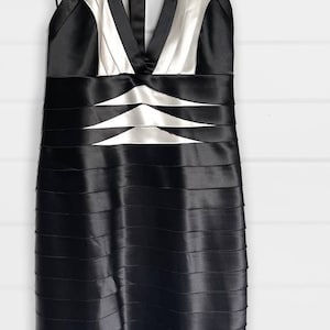 BCBG MAXAZRIA Black and White Bandage Evening Cocktail Dress with Halter Size 12