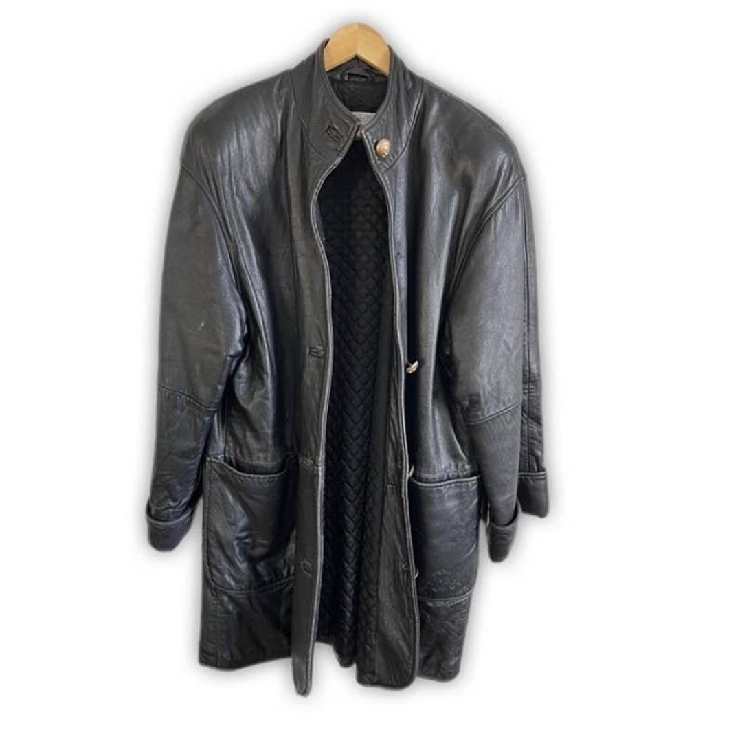 Amazing Rare Vintage 80s Neiman Marcus Long Black Leather