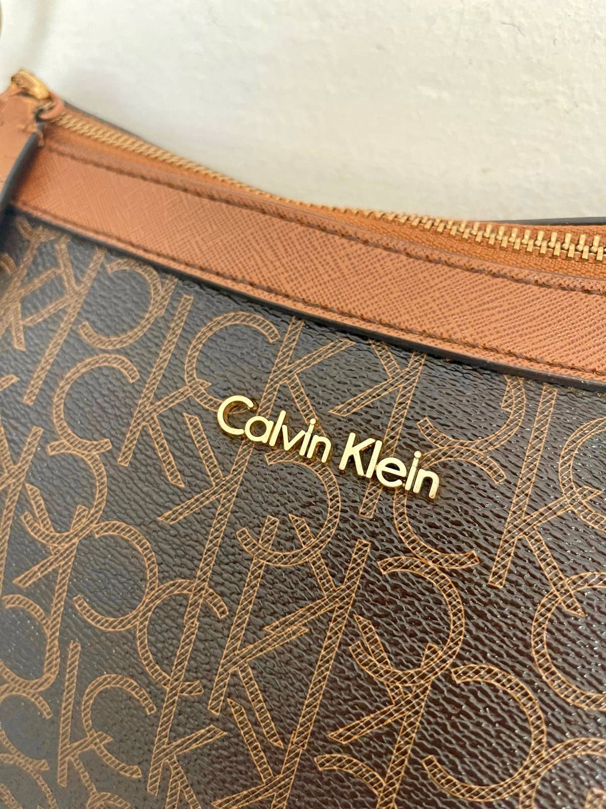 Calvin Klein Hailey Brown Khaki Shoulder Bag