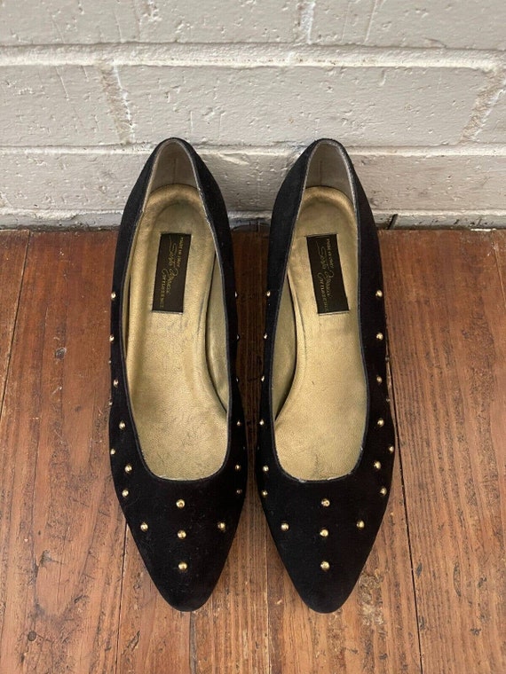 Buy Sesto Meucci of Florence Vintage Black Suede Gold Studded Ballet Flats Size 8B Online in India Etsy