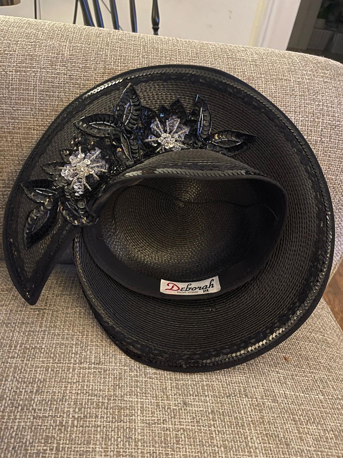 Vintage 40s Deborah New York Black Hat Size S-L - Etsy Israel display picture 2