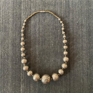 Vintage Navajo Sterling Silver 25mm Beaded Necklace