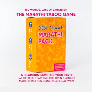 Juego de fiesta tabú marathi de Desi Chaat l 360 palabras l 90 cartas l Tabú indio l Juego marathi l Juego de fiesta de regalo l Regalo de inauguración de la casa l