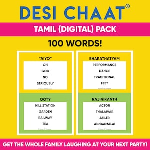 Desi Chaat Tamil Digital Pack l Digital l 100 Words l Indian Taboo l Diwali Game l South Asian Game l Tamil Game l Desi Game